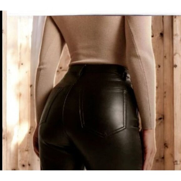 Abercrombie & Fitch The Ankle Straight Ultra High Rise Faux Leather Pants 36-22w - Picture 2 of 15